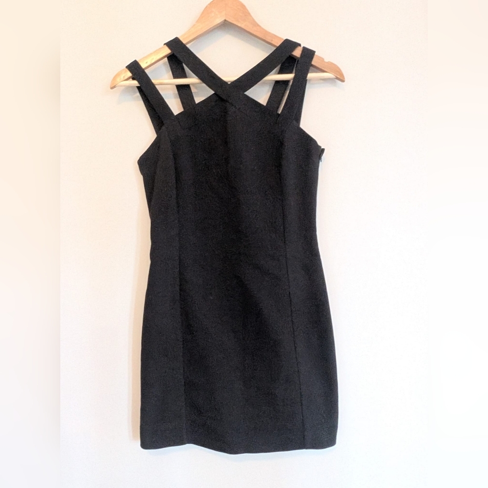 Mango Black Strappy Mini Dress